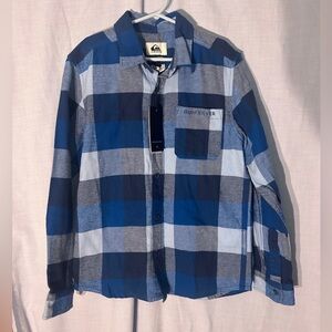 BOYS Quicksilver blue plaid button-down flannel shirt